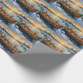 Wire Fox Terrier Christmas Boat Holiday Geschenkpapier (Ecke)