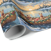 Wire Fox Terrier Christmas Boat Holiday Geschenkpapier (Rolleneckpunkt)