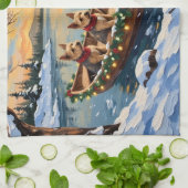 Wire Fox Terrier Christmas Boat Holiday Geschirrtuch (Gefaltet)