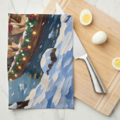 Wire Fox Terrier Christmas Boat Holiday Geschirrtuch (Viertel Falte)