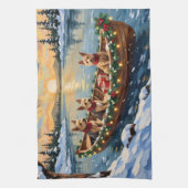 Wire Fox Terrier Christmas Boat Holiday Geschirrtuch (Vertikal)