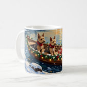 Wire Fox Terrier Christmas Boat Holiday Kaffeetasse (Vorderseite Links)