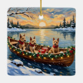 Wire Fox Terrier Christmas Boat Holiday Keramikornament (Rückseite)