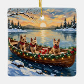 Wire Fox Terrier Christmas Boat Holiday Keramikornament (Vorderseite)