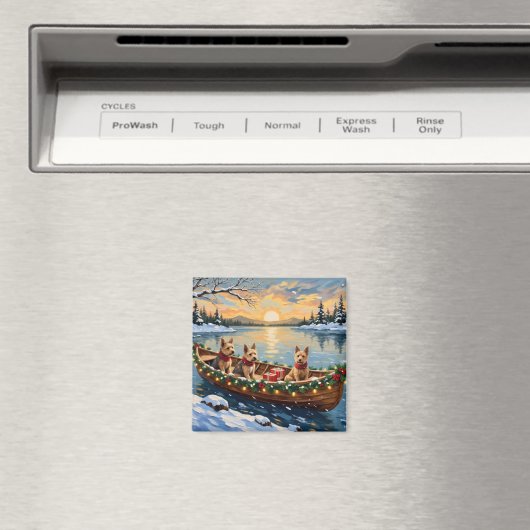 Wire Fox Terrier Christmas Boat Holiday Magnet (In Situ (Geschirrspüler))