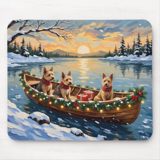 Wire Fox Terrier Christmas Boat Holiday Mousepad (Vorne)