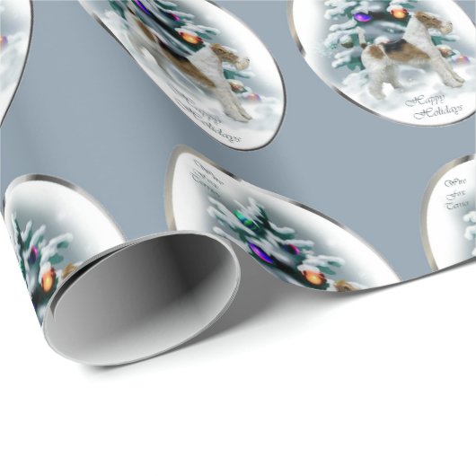 Wire Fox Terrier Christmas Geschenkpapier (Rolleneckpunkt)