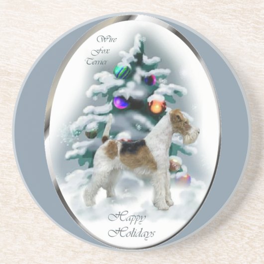 Wire Fox Terrier Christmas Getränkeuntersetzer (Vorne)