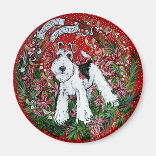 Wire Fox Terrier Christmas Magnet