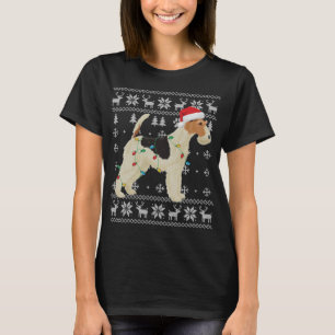Wire Fox Terrier Christmas Ugly Lights Weihnachtsm T-Shirt