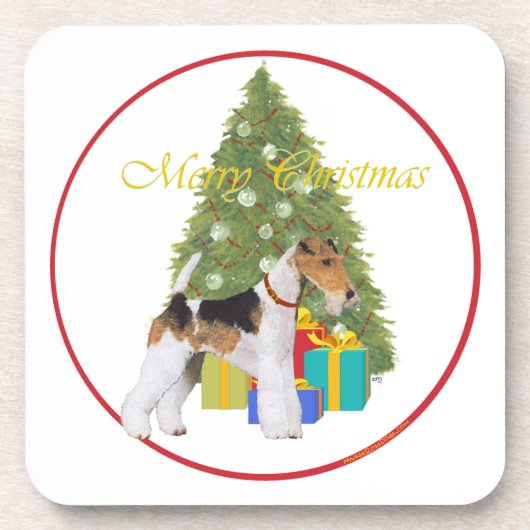 Wire Fox Terrier Christmas Untersetzer (Vorderseite)