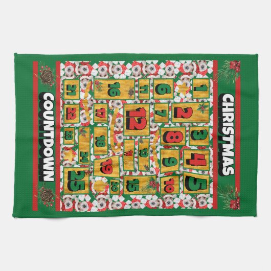 Wire Fox Terrier Countdown Weihnachtsadvent Dog Geschirrtuch (Horizontal)