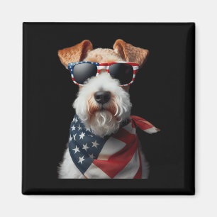 Wire Fox Terrier Dog 4. Juli Amerikanische Unabhän Magnet