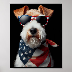 Wire Fox Terrier Dog 4. Juli Amerikanische Unabhän Poster