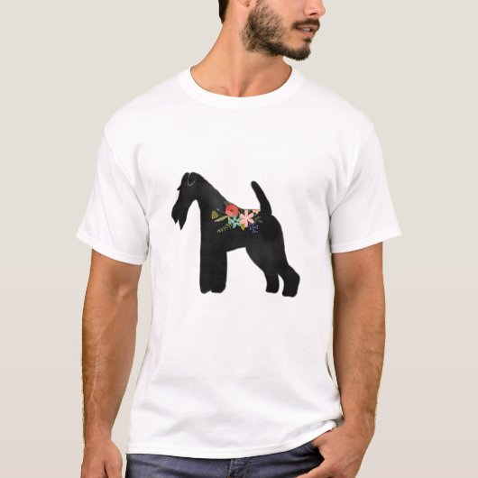 Wire Fox Terrier Dog Breed Boho Floral Silhouette T-Shirt (Vorderseite)