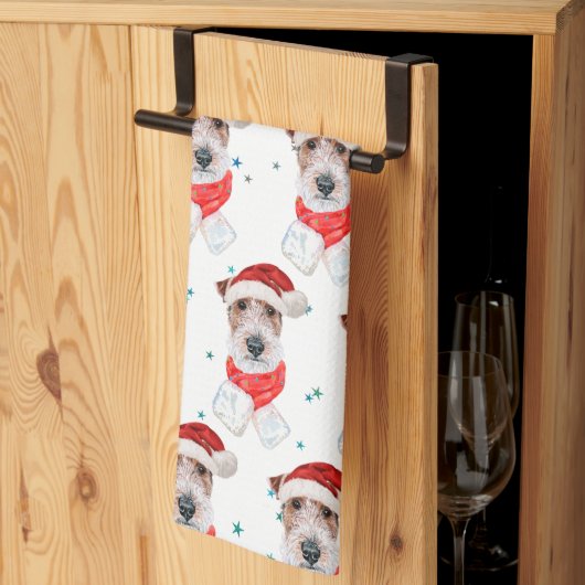 Wire Fox Terrier Dog Breed Christmas Stars Geschirrtuch (Drittel gefaltet)
