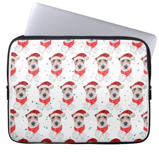 Wire Fox Terrier Dog Breed Christmas Stars Laptopschutzhülle (Vorderseite)