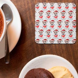 Wire Fox Terrier Dog Breed Christmas Stars Rechteckiger Pappuntersetzer