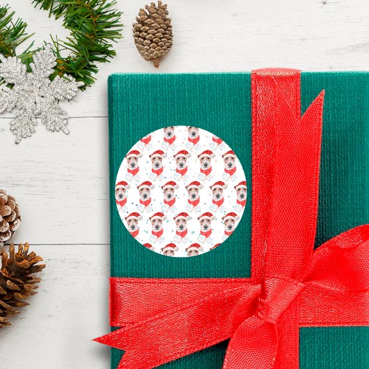 Wire Fox Terrier Dog Breed Christmas Stars Runder Aufkleber