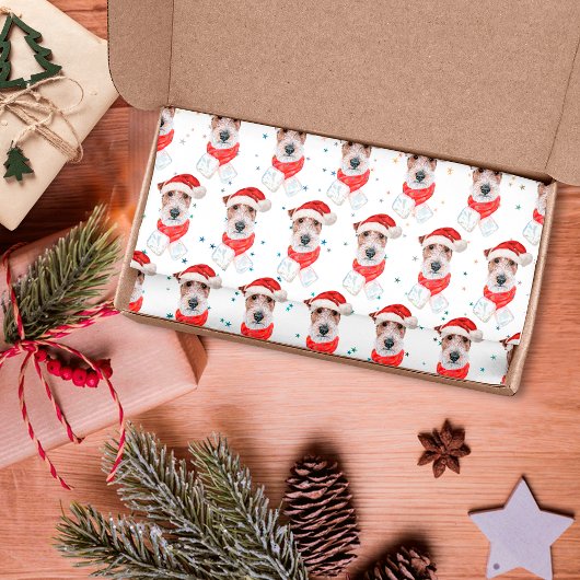 Wire Fox Terrier Dog Breed Christmas Stars Seidenpapier