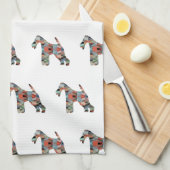 Wire Fox Terrier Dog Breed Geo Silhouette Kariert Geschirrtuch (Viertel Falte)