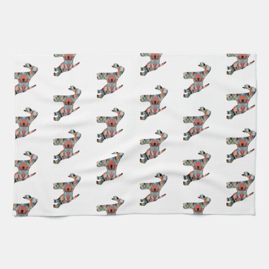 Wire Fox Terrier Dog Breed Geo Silhouette Kariert Geschirrtuch (Horizontal)