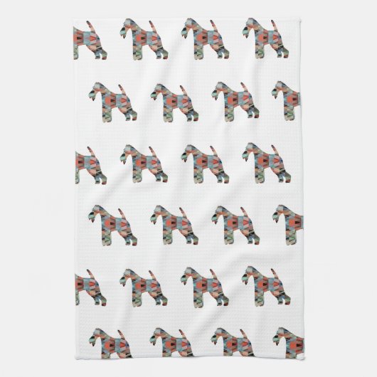 Wire Fox Terrier Dog Breed Geo Silhouette Kariert Geschirrtuch (Vertikal)