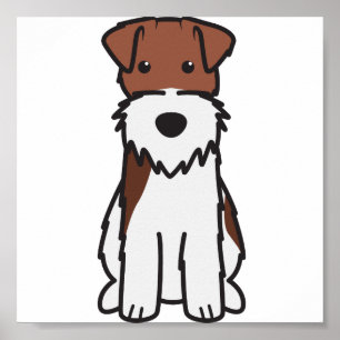 Wire Fox Terrier Dog Cartoon Poster
