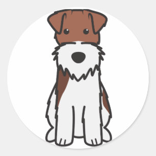 Wire Fox Terrier Dog Cartoon Runder Aufkleber