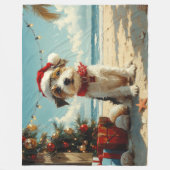 Wire Fox Terrier Dog Christmas Vintag Beach Fleecedecke (Vorderseite)