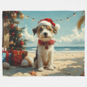 Wire Fox Terrier Dog Christmas Vintag Beach Fleecedecke (Vorderseite (Horizontal))