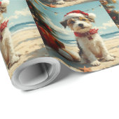 Wire Fox Terrier Dog Christmas Vintag Beach Geschenkpapier (Rolleneckpunkt)