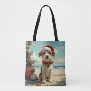 Wire Fox Terrier Dog Christmas Vintag Beach Tasche