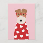 Wire Fox Terrier Dog Herzbrille Postkarte (Vorderseite)