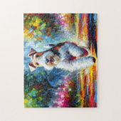 Wire Fox Terrier Dog Portrait Akrylus Art Print Puzzle (Vertikal)