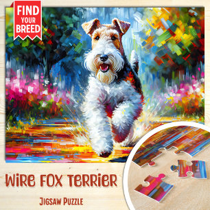 Wire Fox Terrier Dog Portrait Akrylus Art Print Puzzle