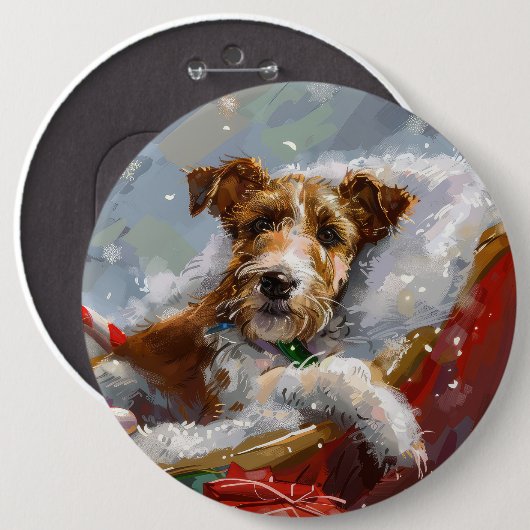Wire Fox Terrier Dog Weihnachtsfest Button (Vorne & Hinten)