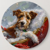 Wire Fox Terrier Dog Weihnachtsfest Button (Vorderseite)