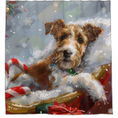 Wire Fox Terrier Dog Weihnachtsfest Duschvorhang (Vorderseite)