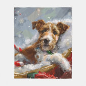 Wire Fox Terrier Dog Weihnachtsfest Fleecedecke (Vorderseite)