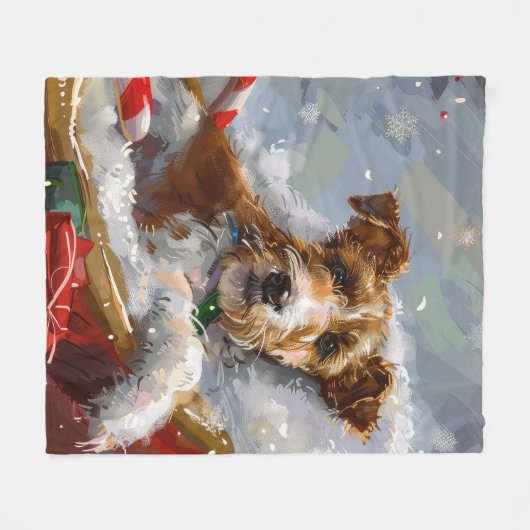 Wire Fox Terrier Dog Weihnachtsfest Fleecedecke (Vorderseite (Horizontal))