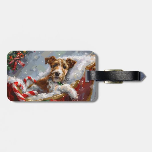 Wire Fox Terrier Dog Weihnachtsfest Gepäckanhänger (Rückseite horizontal)