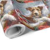 Wire Fox Terrier Dog Weihnachtsfest Geschenkpapier (Rolleneckpunkt)