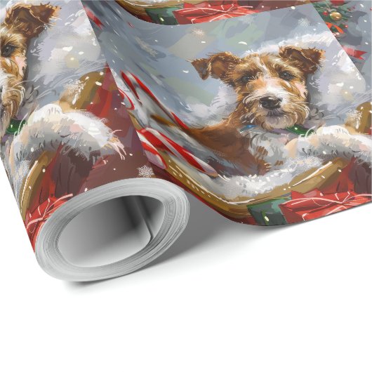Wire Fox Terrier Dog Weihnachtsfest Geschenkpapier (Rolleneckpunkt)