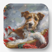 Wire Fox Terrier Dog Weihnachtsfest Pappteller (Vorderseite)