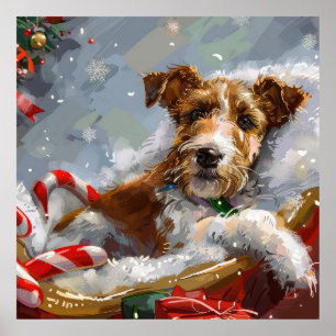 Wire Fox Terrier Dog Weihnachtsfest Poster