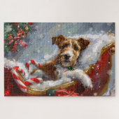 Wire Fox Terrier Dog Weihnachtsfest Puzzle (Horizontal)