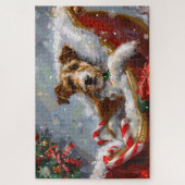 Wire Fox Terrier Dog Weihnachtsfest Puzzle (Vertikal)