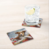 Wire Fox Terrier Dog Weihnachtsfest Rechteckiger Pappuntersetzer (Vor Ort)