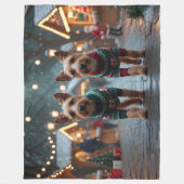 Wire Fox Terrier Dogs Christmas Snow Holiday Fleecedecke (Vorderseite)